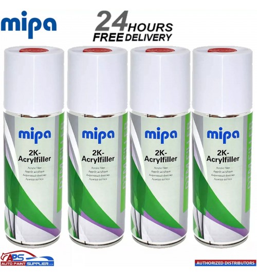4X MIPA 2K Acrylfiller Spray GREY 2K Primer Filler 400ml Aerosol Inc Hardener